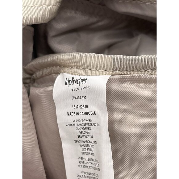 Kipling Bouree Backpack School Bag‎ Nylon Silver Beige Metallic BP4194 $114